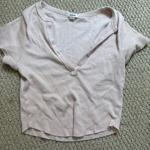 Garage Light Pink Ribbed Crop Top